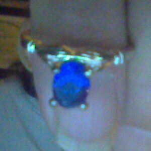 size 10 ring 925 st. silver and cz sapphire